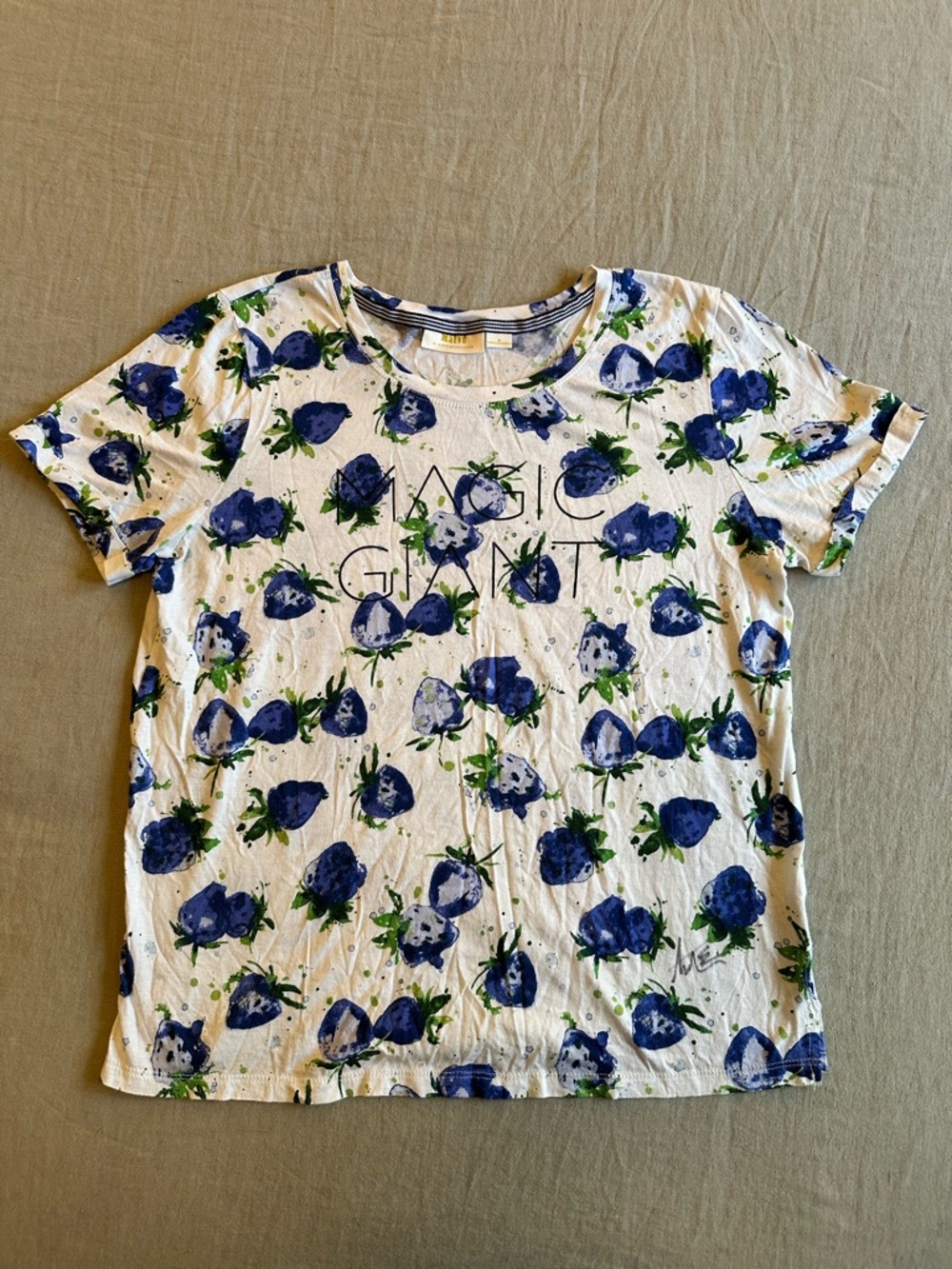Maeve Anthropologie Blue Strawberry Fields Tee Magic Giant Band